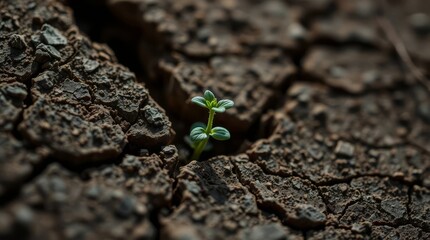 cracked soil with plant