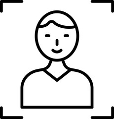 Facial Recognition Line Icon, Facial Recognition Icon – Face Scan, Biometric Identification Line Symbol

