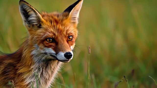 a fox at grassy area