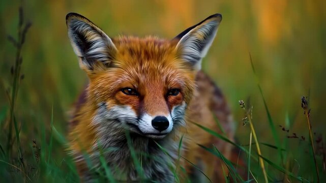 a fox at grassy area