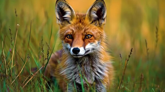 a fox at grassy area
