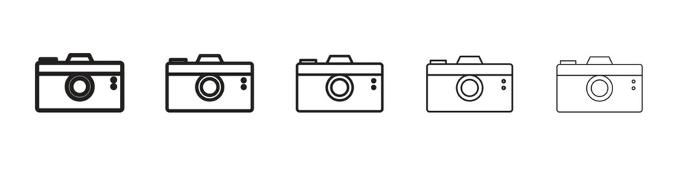 Camera icon thin flat outline style vector sign