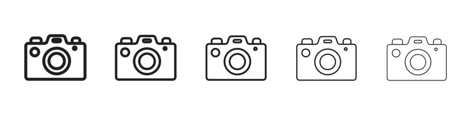 Camera icon thin flat outline style vector sign