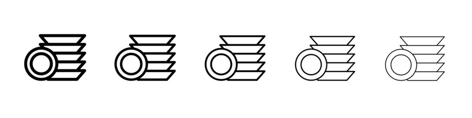 Clean stack plates icon thin flat outline style vector sign
