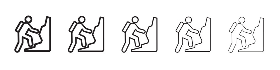 Climbing icon thin flat outline style vector sign