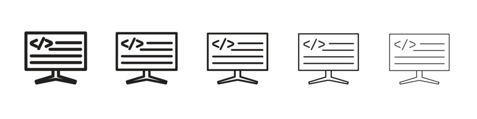 Coding icon thin flat outline style vector sign