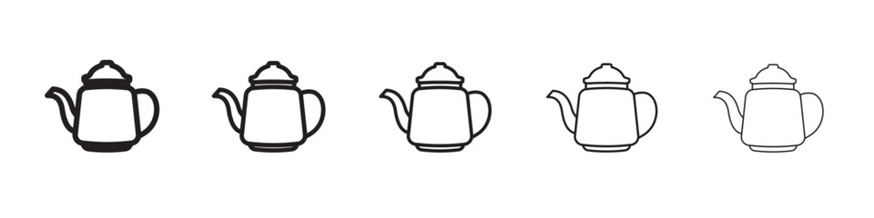 coffee pot icon thin flat outline style vector sign