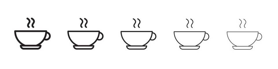 coffee cup icon thin flat outline style vector sign