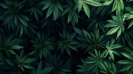 Lush Cannabis Leaves with Overhead View. (3)