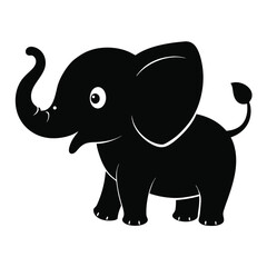 Adorable baby elephant silhouette vector design perfect for kids illustrations, animal themes, wildlife, safari, or cartoon projects.