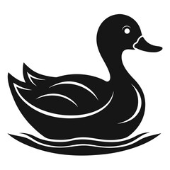 Duck Icon Vector in Black Silhouette Style for Pond Animal, Bird Watching, Wildlife and Nature Illustration Themes
