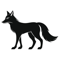 Fox Icon Vector in Black Silhouette Style for Wildlife, Forest Animal, Nature and Cunning Creature Concepts