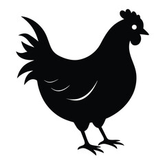  Chicken Icon Vector in Black Silhouette Style for Farm, Poultry, Hen, Agriculture and Rural Concepts