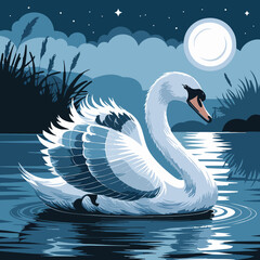 Swan Under Moonlight
