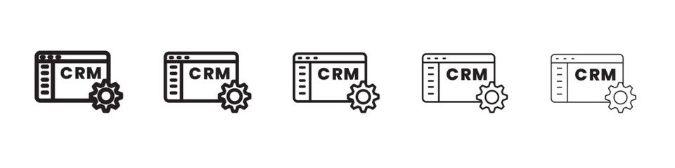 crm icon thin flat outline style vector sign