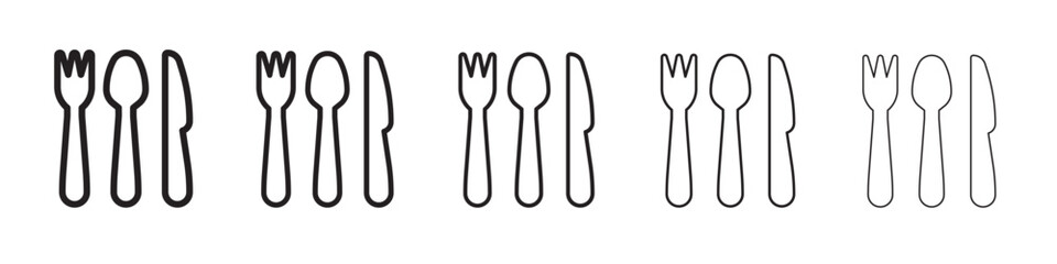 Cutlery icon thin flat outline style vector sign