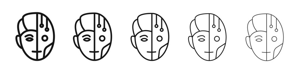 Cyborg icon thin flat outline style vector sign