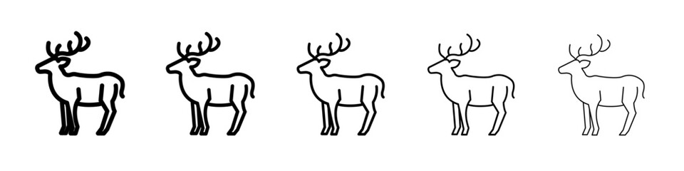 Deer animal icon thin flat outline style vector sign