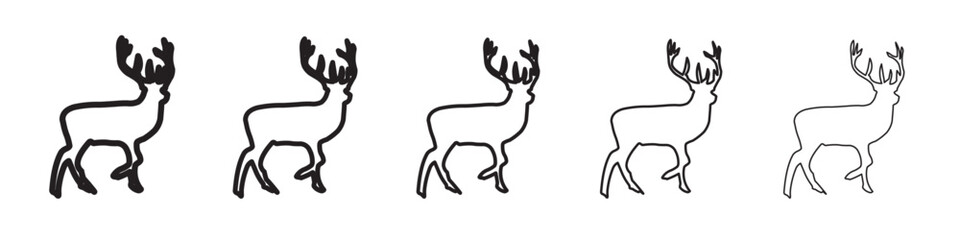 Deer animal icon thin flat outline style vector sign
