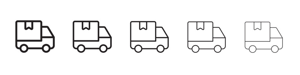 delivery truck icon thin flat outline style vector sign