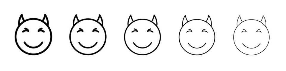 Demon devil icon thin flat outline style vector sign