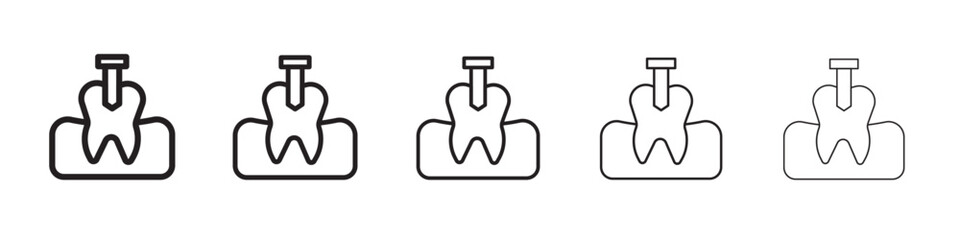 Dental implants icon thin flat outline style vector sign