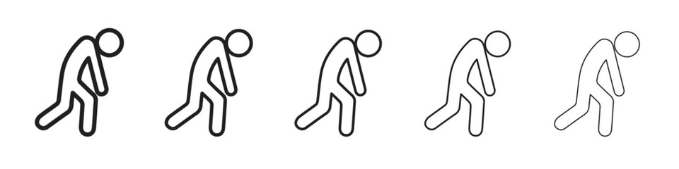 Depression icon thin flat outline style vector sign