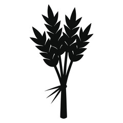 Silhouette of wheat plant icon, great for farming, agriculture, organic food, harvest season, eco-friendly design, and rural lifestyle branding.