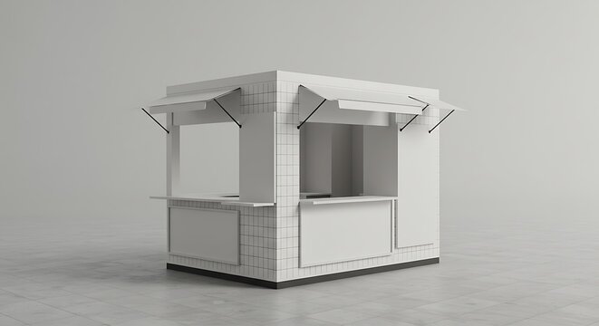 Modern White Retail Kiosk Design  Perfect for Trade Shows, Events, and Pop-up Shops