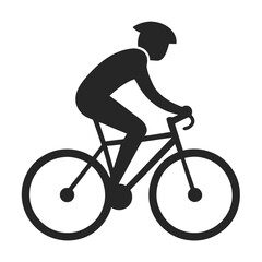 Cyclist riding bike silhouette, representing outdoor cycling, sport, fitness, health, transportation, and eco-friendly travel or exercise-related themes.