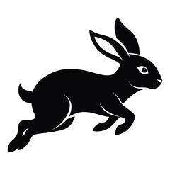 Fast running rabbit icon in silhouette, perfect for nature, wildlife, Easter, springtime, agility, or animal-themed design projects and illustrations.
