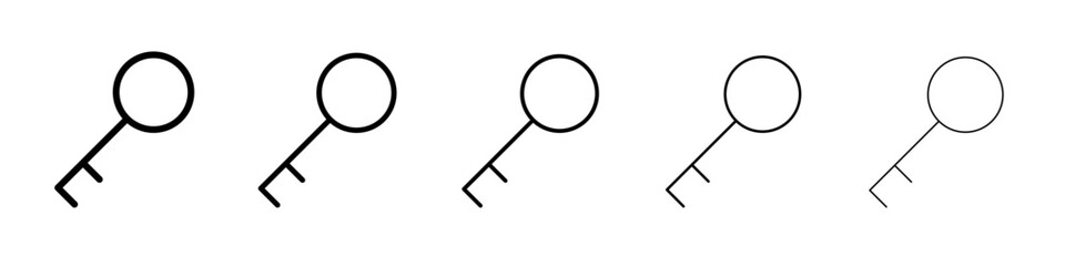 Door key icon thin flat outline style vector sign