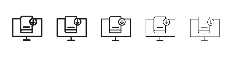 E book download icon thin flat outline style vector sign