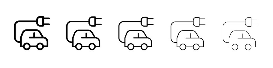 Electric Car Charging icon thin flat outline style vector sign