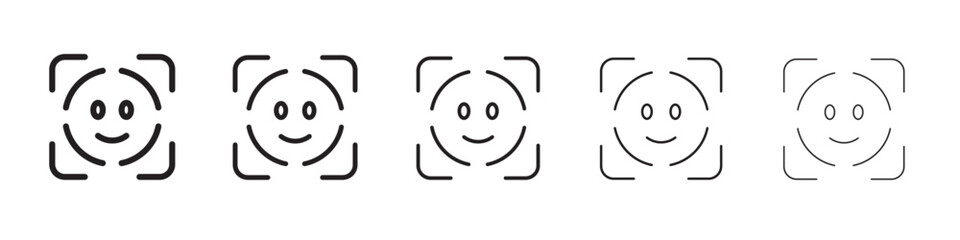 face detection icon thin flat outline style vector sign