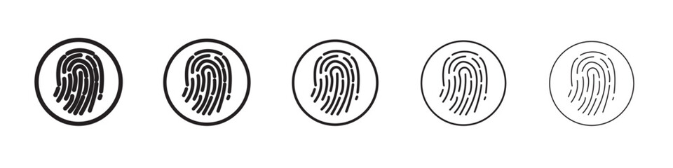 Fingerprint icon thin flat outline style vector sign
