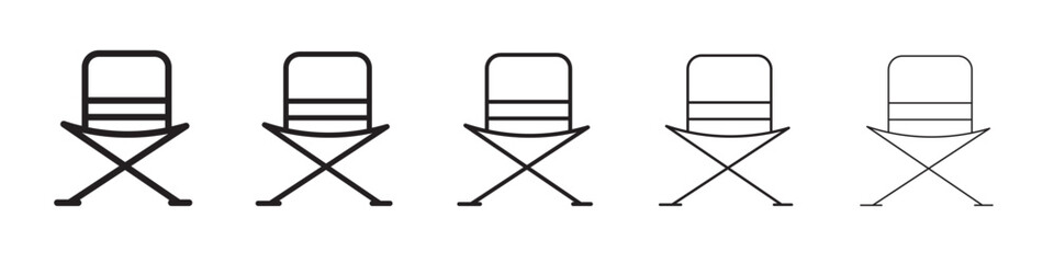 folding chair icon thin flat outline style vector sign