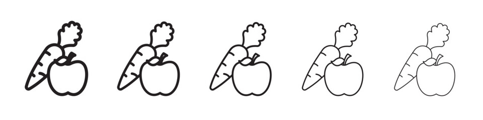 Fruits and vegetables icon thin flat outline style vector sign