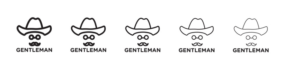 Gentleman icon thin flat outline style vector sign