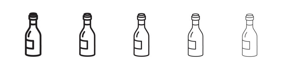 Glass bottle icon thin flat outline style vector sign