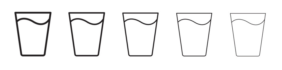 Glass of water icon thin flat outline style vector sign