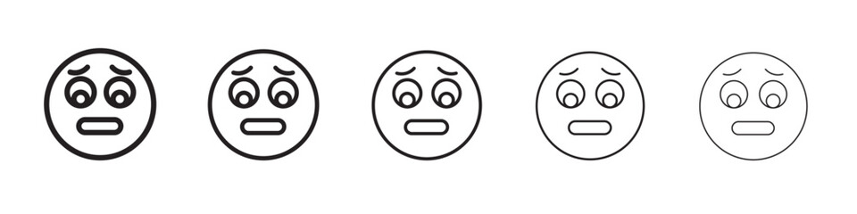 Guilty face emoji icon thin flat outline style vector sign