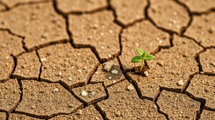 cracked soil with plant
