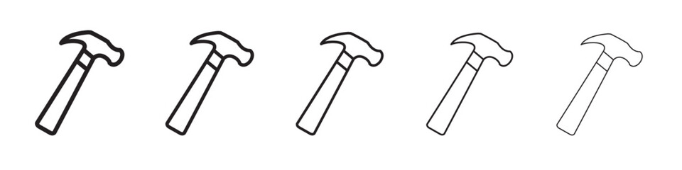 Hammer icon thin flat outline style vector sign
