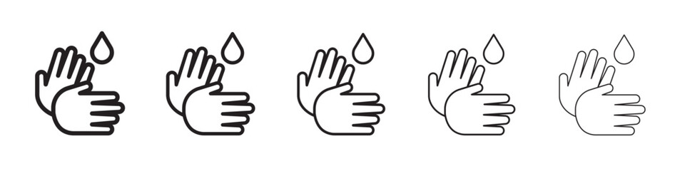 hand gel icon thin flat outline style vector sign