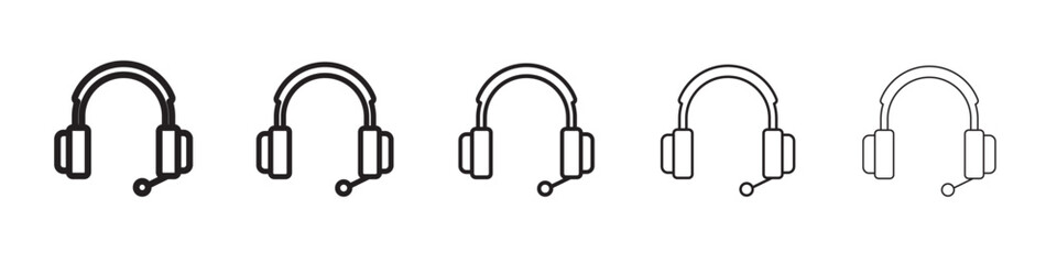 Helpdesk Headphone icon thin flat outline style vector sign