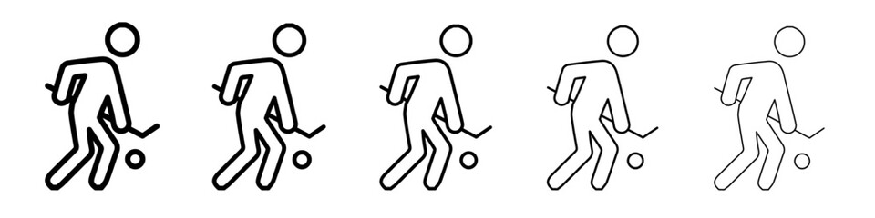 Hockey player icon thin flat outline style vector sign