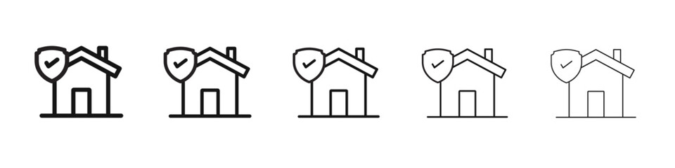 home insurance icon thin flat outline style vector sign