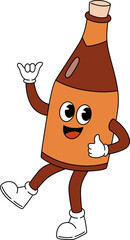 Groovy Retro Cartoon Wine Bottle Character


