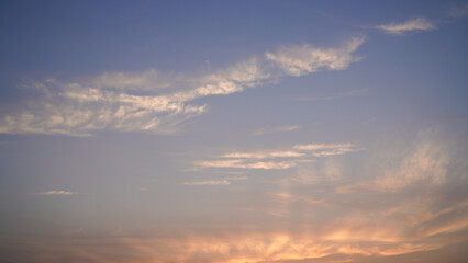 Captivating Azure Canvas A Serene Sunset Sky Displaying Delicate Cloud Formations and Colors